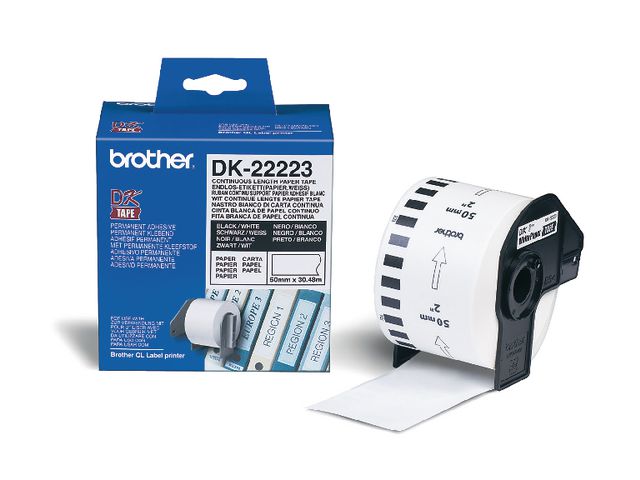 Etikett BROTHER DK22223 50mmx30.48m vit