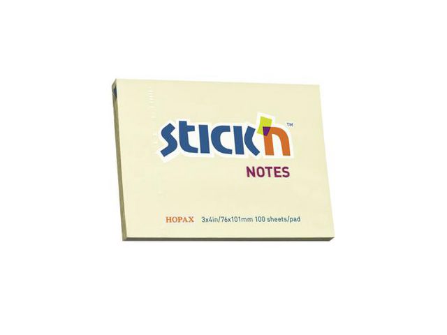 Notes STICK`N 76x102mm gul á (12st)